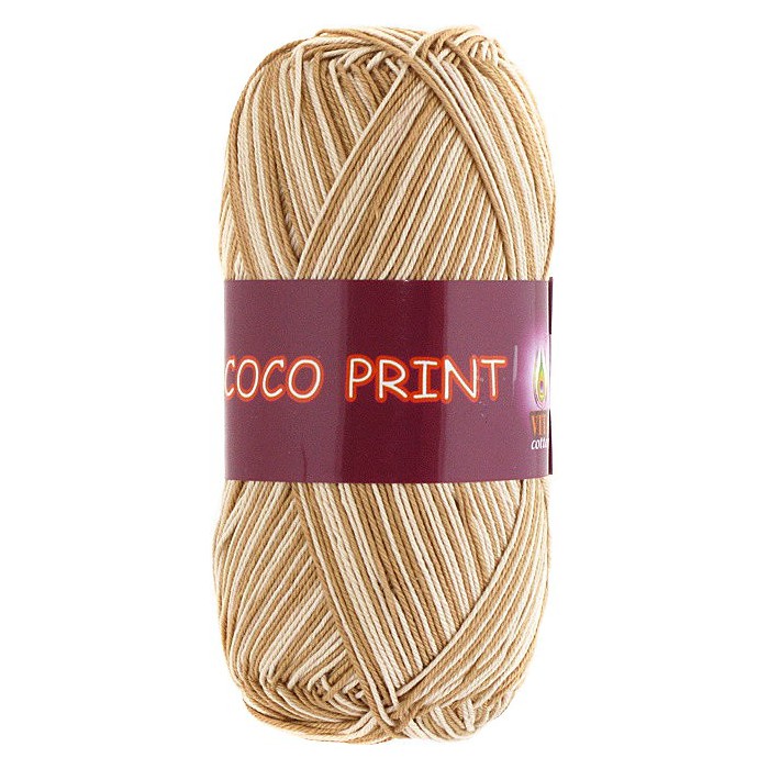 Пряжа Vita-cotton "Coco print" 4679 Светло-бежевый меланж 100% мерсеризованный хлопок 240 м 50м